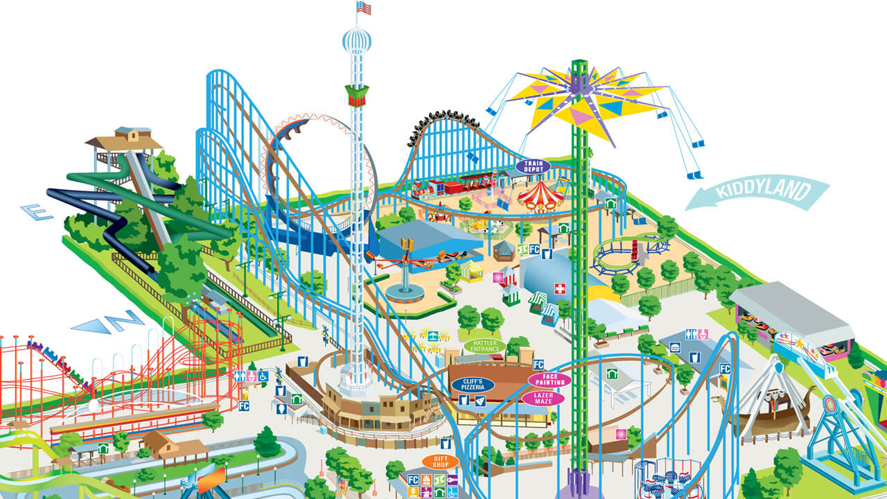 Mapa del parque de atracciones Cliff's