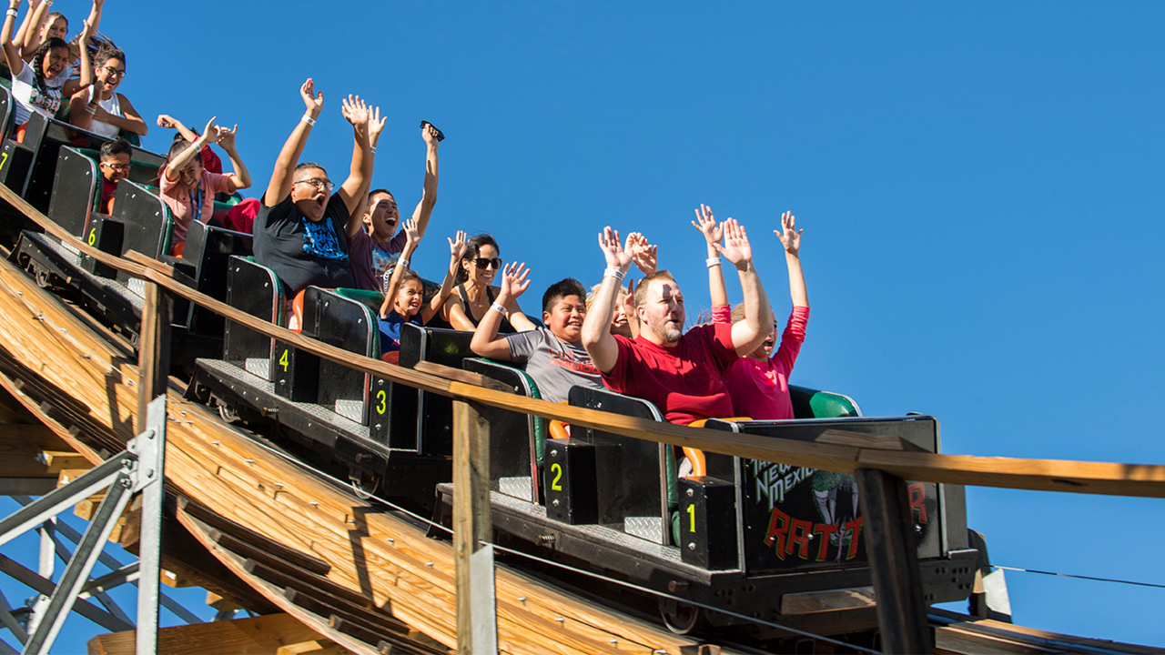 New Mexico Rattler coaster going down a hill