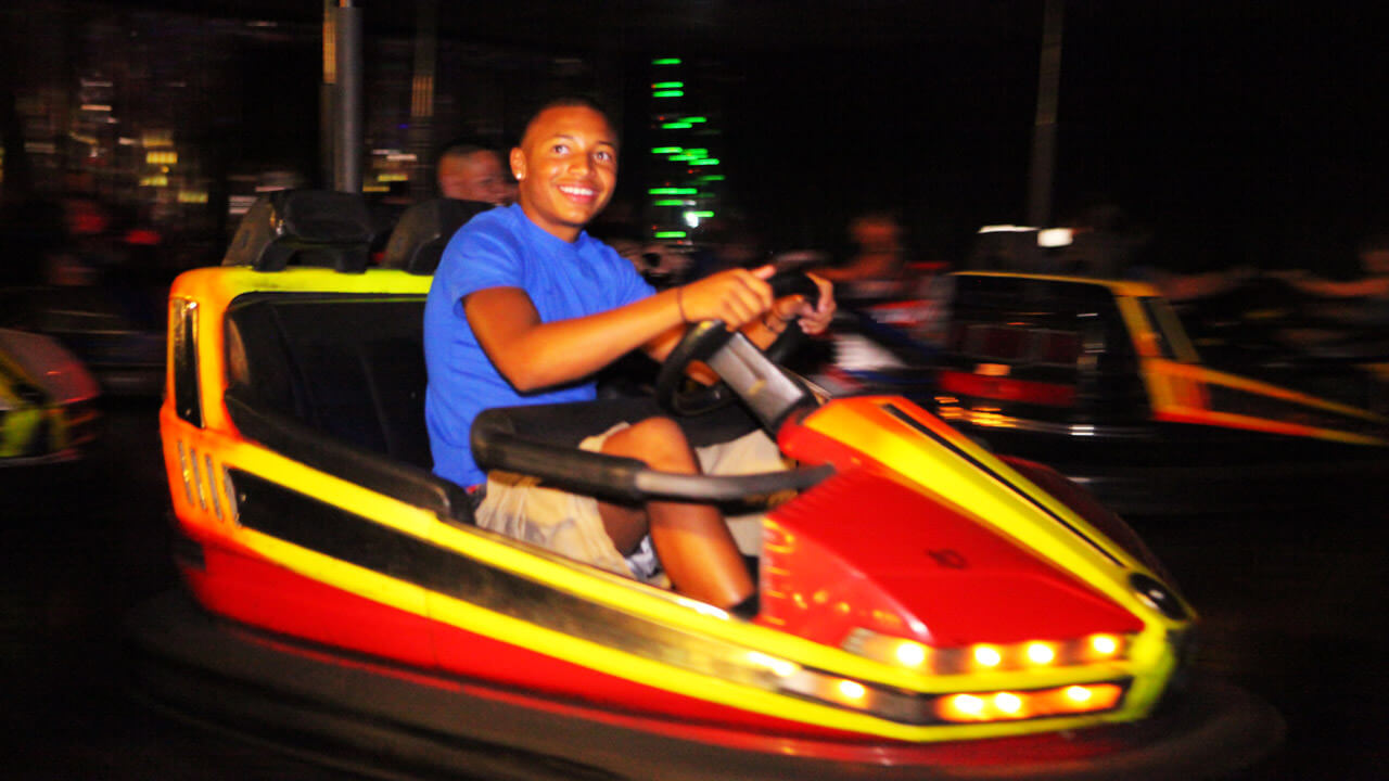 Guests on the Disco Demolition bumper cars